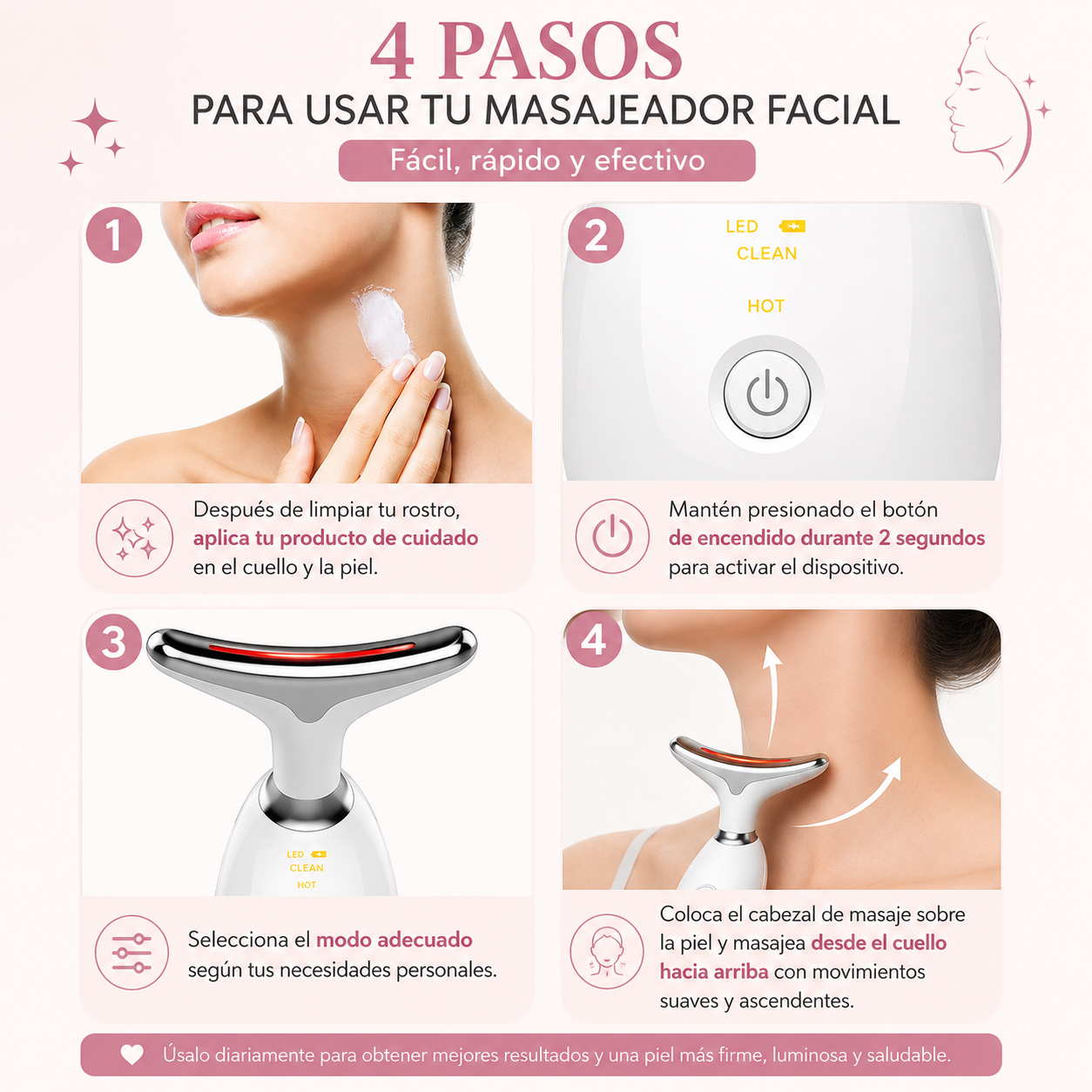Masajeador Facial y de Cuello con Terapia LED 7 en 1
